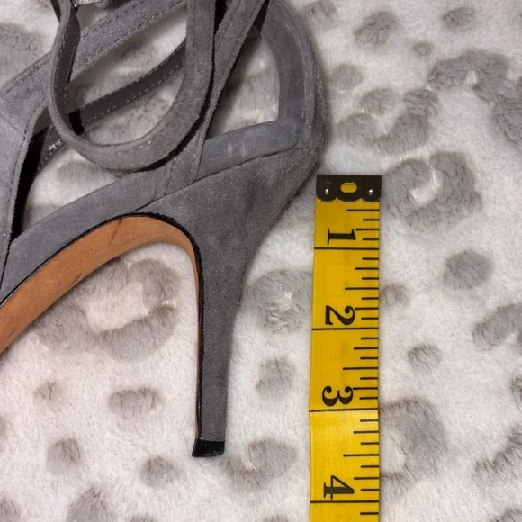 Cole Haan Dove Gray Suede Ankle Strap Heels - Picture 9 of 11